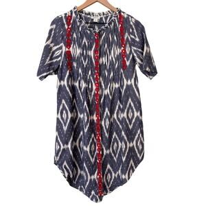 Sundance Isabel Ikat Button Front Shirt Dress Small Petite